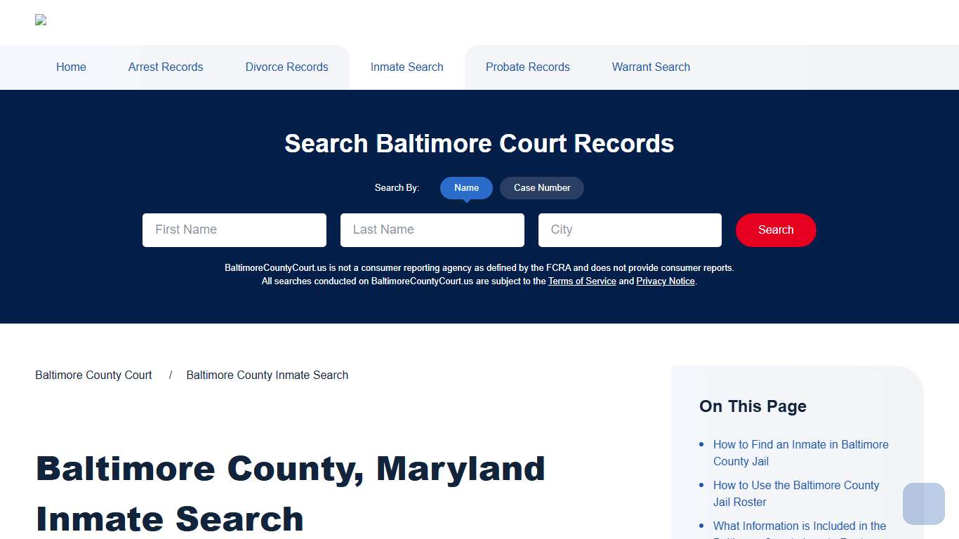 Baltimore County Inmate Search Baltimore County Court
